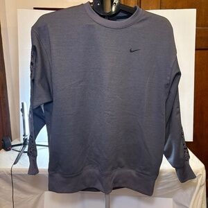 Nike Dri-Fit Sweatshirt Men's Small Gray Swoosh Pullover Nike Down Long Sleeve